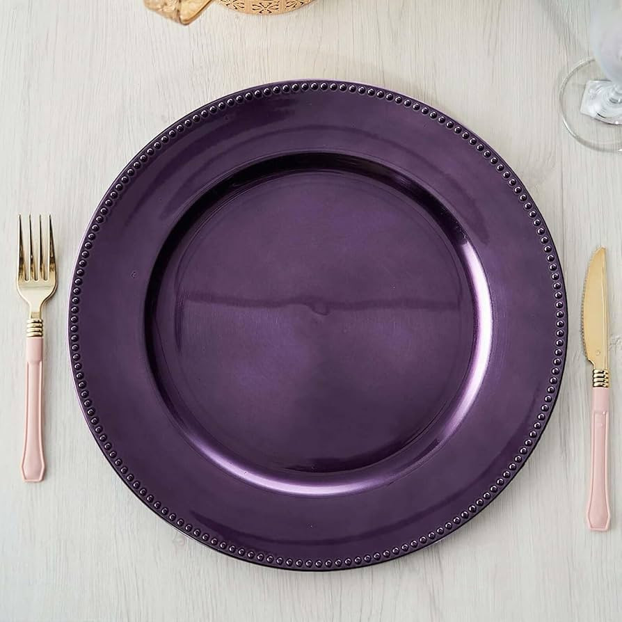 Efavormart 6 pcs 13" Purple Beaded Round Charger Plates for Tabletop Decor Holiday Wedding Cateri... | Amazon (US)