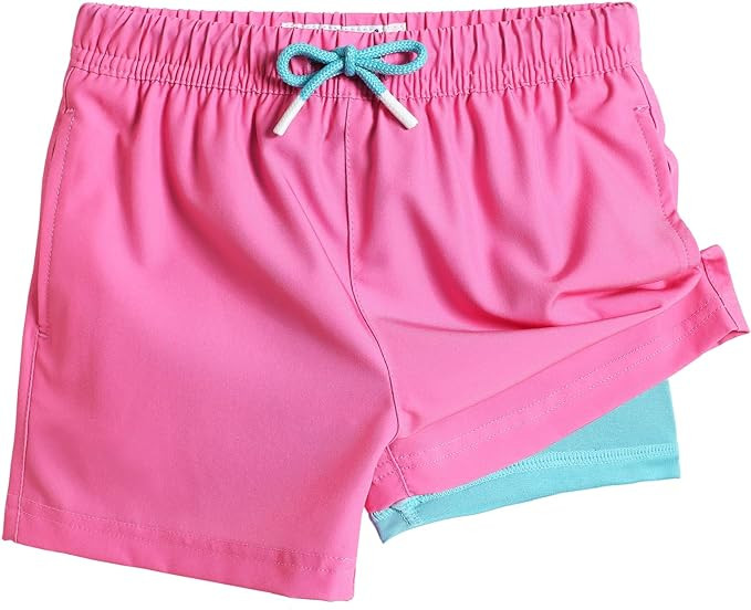 maamgic Boys Swim Trunks with Compression Liner Toddler Stretch Swim Shorts | Amazon (US)