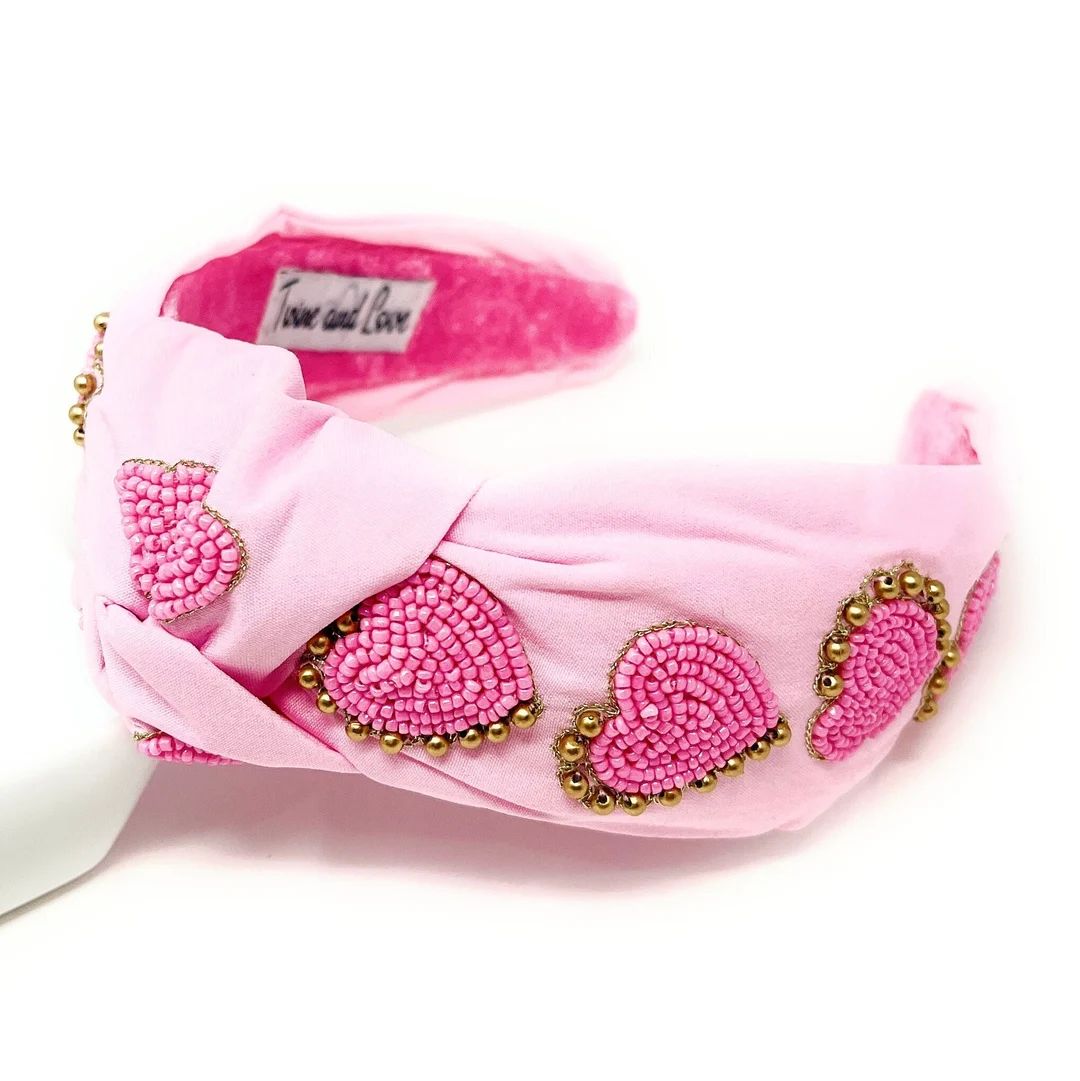 Valentines Hand Bead Knotted Headband Valentines Pink Knot - Etsy | Etsy (US)