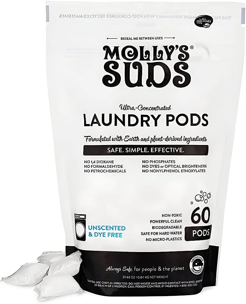 Molly's Suds Laundry Detergent Pods | Natural Detergent for Sensitive Skin | Ultra Concentrated a... | Amazon (US)