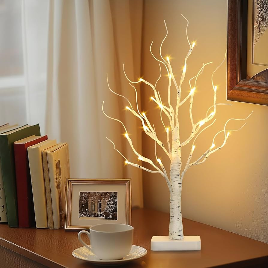 Vanthylit Lighted Birch Tree Battery Powered Tabletop Tree Decorations for Home Mantle Party Chri... | Amazon (US)