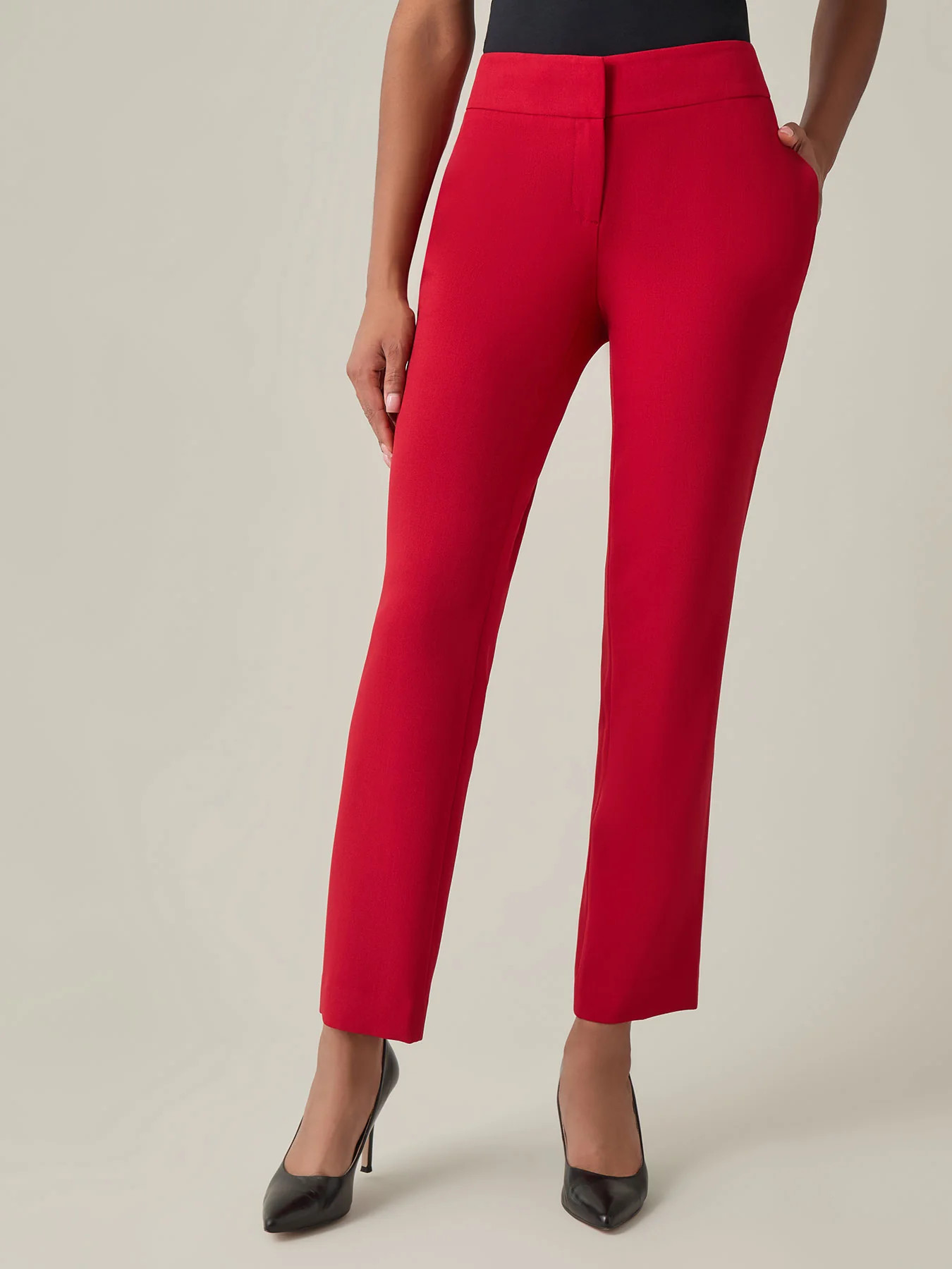 Ava Straight Leg Pants, Stretch Crepe | Kasper Clothing