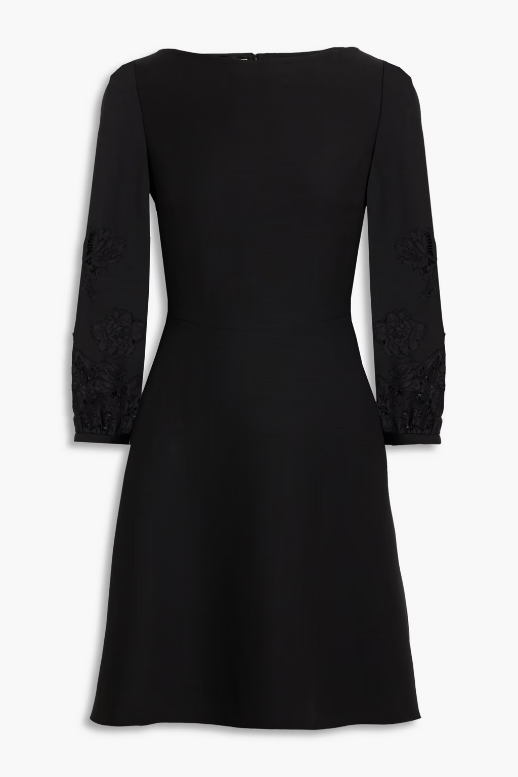Lace-trimmed wool and silk-blend crepe mini dress | The Outnet (UK and Europe)