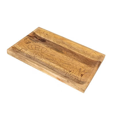 Storied Home Mango Wood Cheese and Serving Board with Laser Etched Charcuterie Spread, Natural | Target