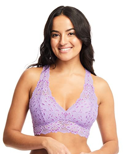 Mia Lace Bralette for Women, Unpadded and Unlined Wireless Bra, Perfect Racerback Everyday Lingerie (Large, Pastel Lilac/Orchid) | Amazon (US)