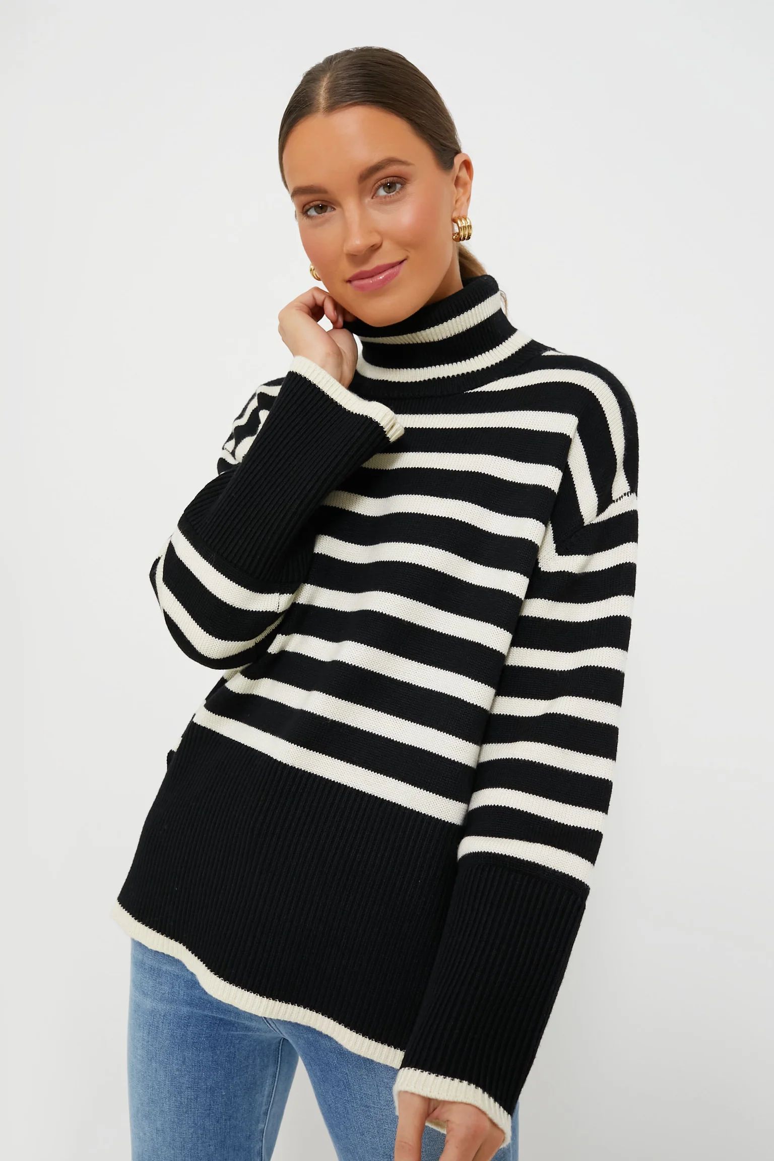 Black Striped Turtleneck Sweater | Tuckernuck (US)