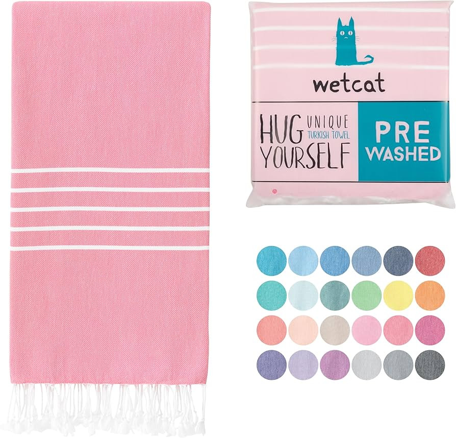 WETCAT Turkish Beach Towel Oversized 38x71 100% Cotton Sand Free Quick Dry Extra Large Light Trav... | Amazon (US)