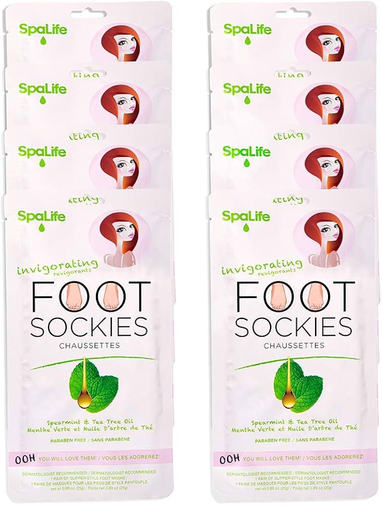 SpaLife Softening Care Foot Sockies (8-Pack) - Spearmint & Tea Tree Oil, Exfoliating Pack for Hea... | Amazon (US)