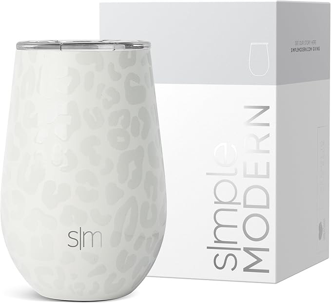 Simple Modern Wine Tumbler with Lid | Cute Stemless Glass Cup with Press-In Lid | Insulated Stain... | Amazon (US)