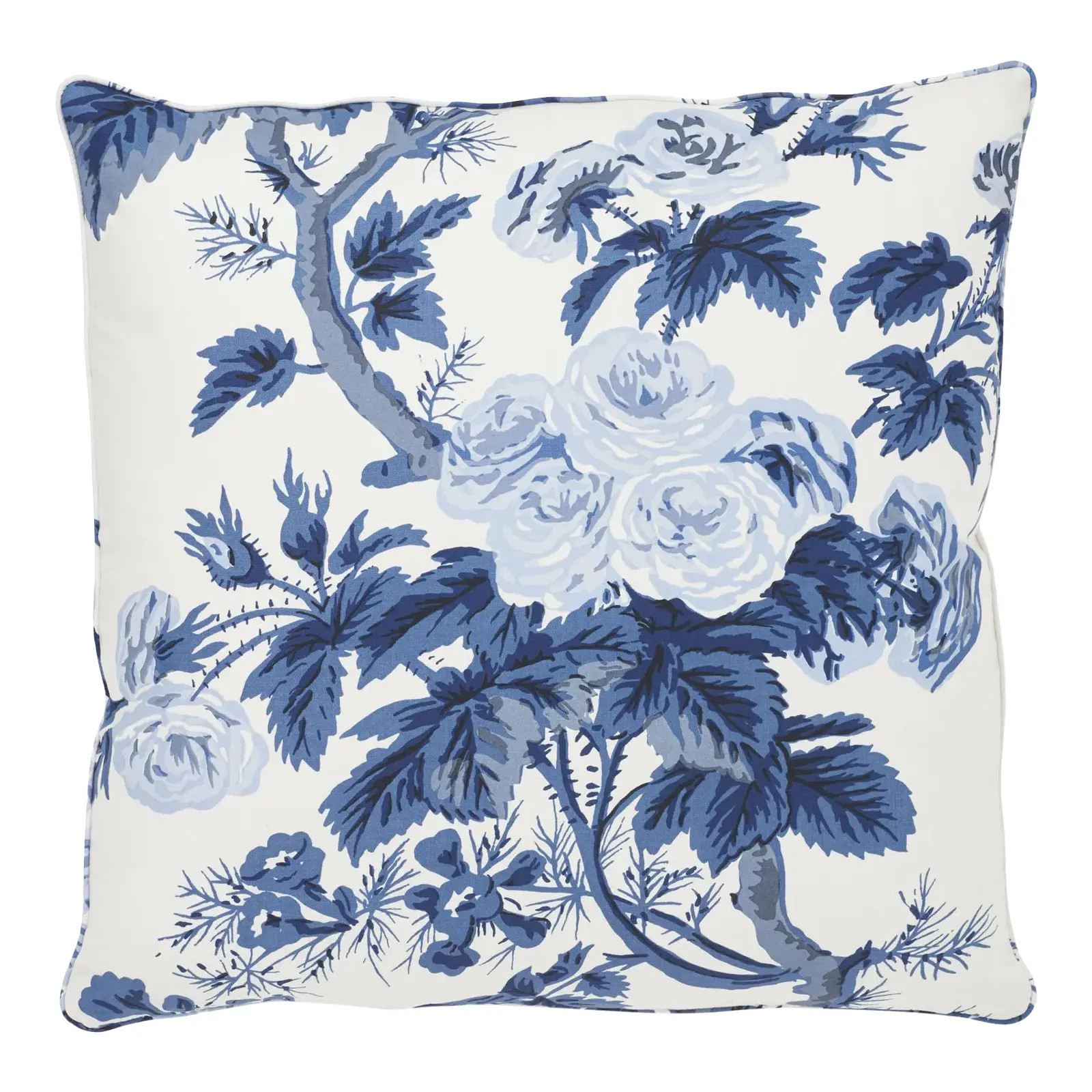 Schumacher Pyne Hollyhock Pillow in Indigo | Chairish