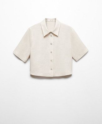MANGO Women's Linen-Blend Short-Sleeve Shirt - Macy's | Macy's