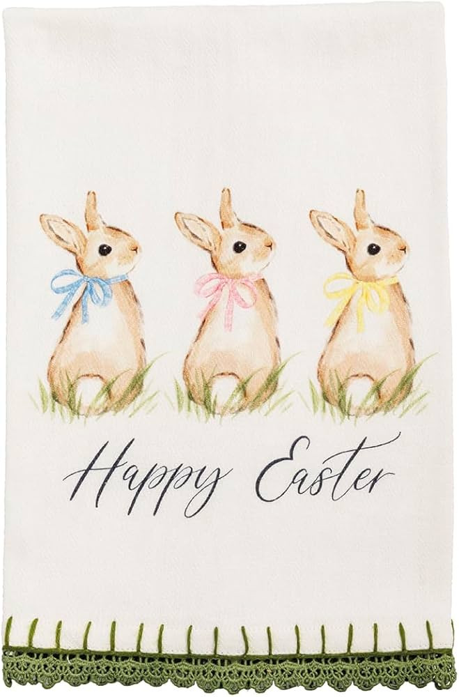 Mud Pie Happy Easter Triple Bunny Printed Towel | Amazon (US)