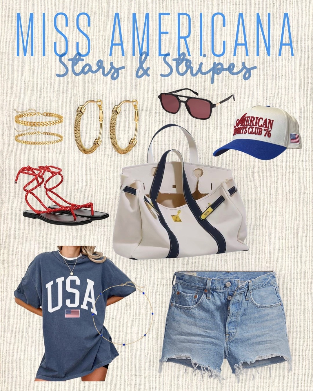 Miss Americana ⭐️🇺🇸

Patriotic outfit ideas • Americana fashion • Red white and blue style • Fourth of July outfits • Summer capsule wardrobe • Coastal style • Classic denim • Striped tops • Summer accessories • Preppy fashion • Timeless summer outfits

Everything you need for an effortless Americana-inspired summer wardrobe.

#LTKootd #LTKSeasonal #LTKOver40