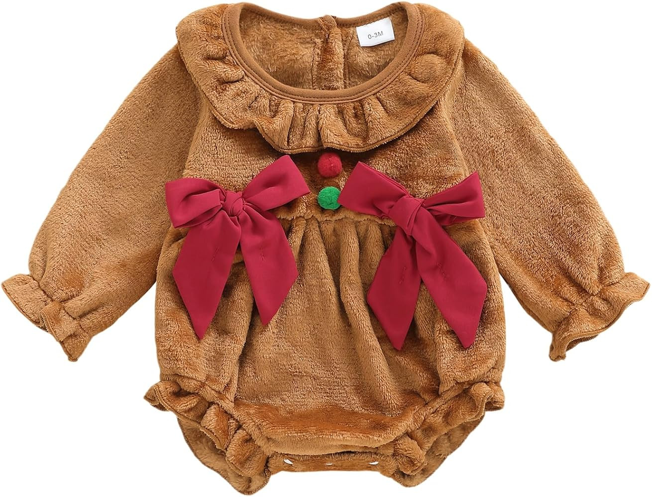 Baby Girl Christmas Outfit Velvet Bow Smocked Bubble Romper Ruffle Onesie Bodysuit Infant Fall Wi... | Amazon (US)