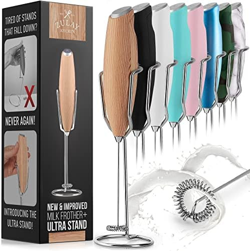 Zulay Milk Frother Handheld Foam Maker With Upgraded Ultra Stand - Powerful Coffee Frother Electr... | Amazon (US)