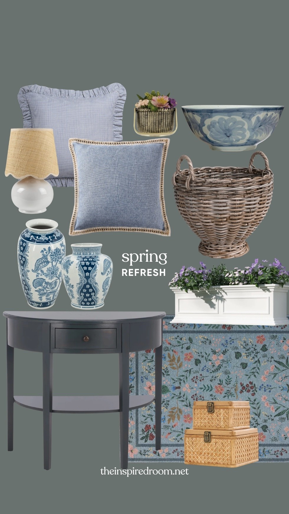 A few spring @Wayfair finds I have and love in my home 🤍 #wayfair #wayfairpartner#ad

Large blue and white floral vases, brass basket door knocker, linen-like pillow cover and mini gingham pillow cover, rattan footed basket, planter box, demilune table, floral rug, blue decorative bowl, scalloped shade lamp 

#LTKSaleAlert #LTKHome #LTKSeasonal