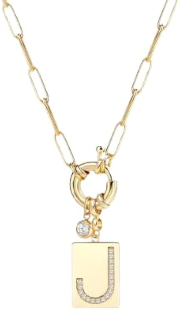 Mint & Lily Gold Initial Necklace for Women \u2013 18K Gold Plated 24\u201d Paperclip Chain with ... | Amazon (US)