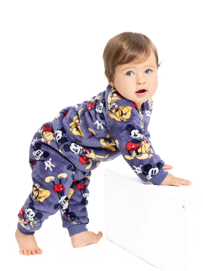 Mickey Mouse Baby Long Sleeve Cozie All Over Print Crewneck Sweatshirt with Matching Jogger Pant,... | Walmart (US)