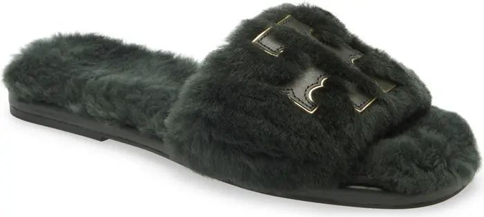 Double T Genuine Shearling Sport Slide Sandal | Nordstrom