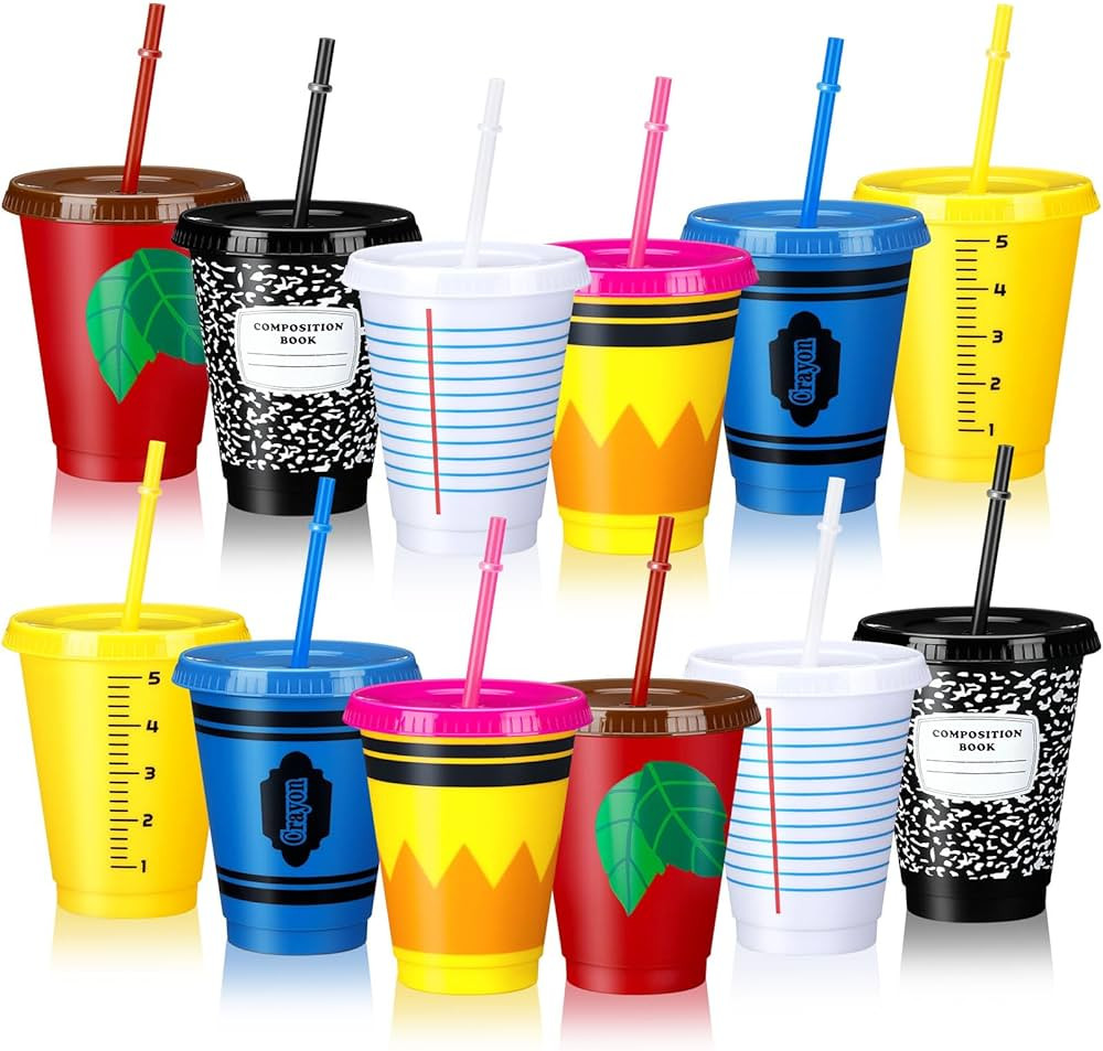 Rtteri 12 Pcs Back to School Reusable Plastic Coffee Cups in Bulk 16 oz Reusable Teacher Apprecia... | Amazon (US)