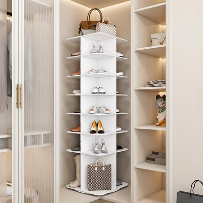 KTMBDW 7 Tier Rotating Shoe Rack Tower, 360¡ã Spinning Storage Organizer, Modern Round Shoe Carousel for Closet, Entryway, Bedroom, White | Target
