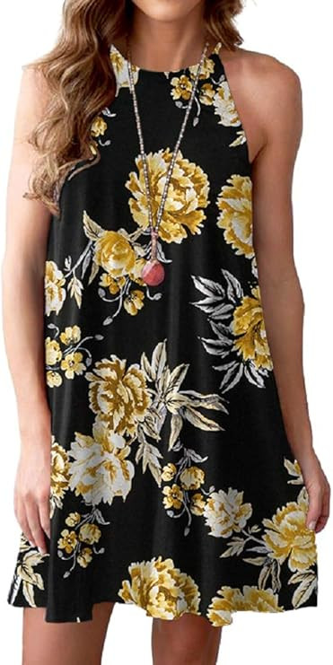 Feiersi Women's Summer Sleepwear Pajama Dress Sleeveless Shift Dress Mini Dress | Amazon (US)