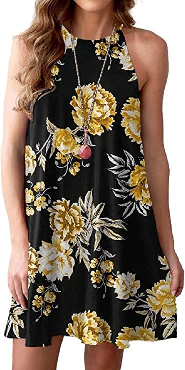 Feiersi Women's Summer Sleepwear Pajama Dress Sleeveless Shift Dress Mini Dress | Amazon (US)