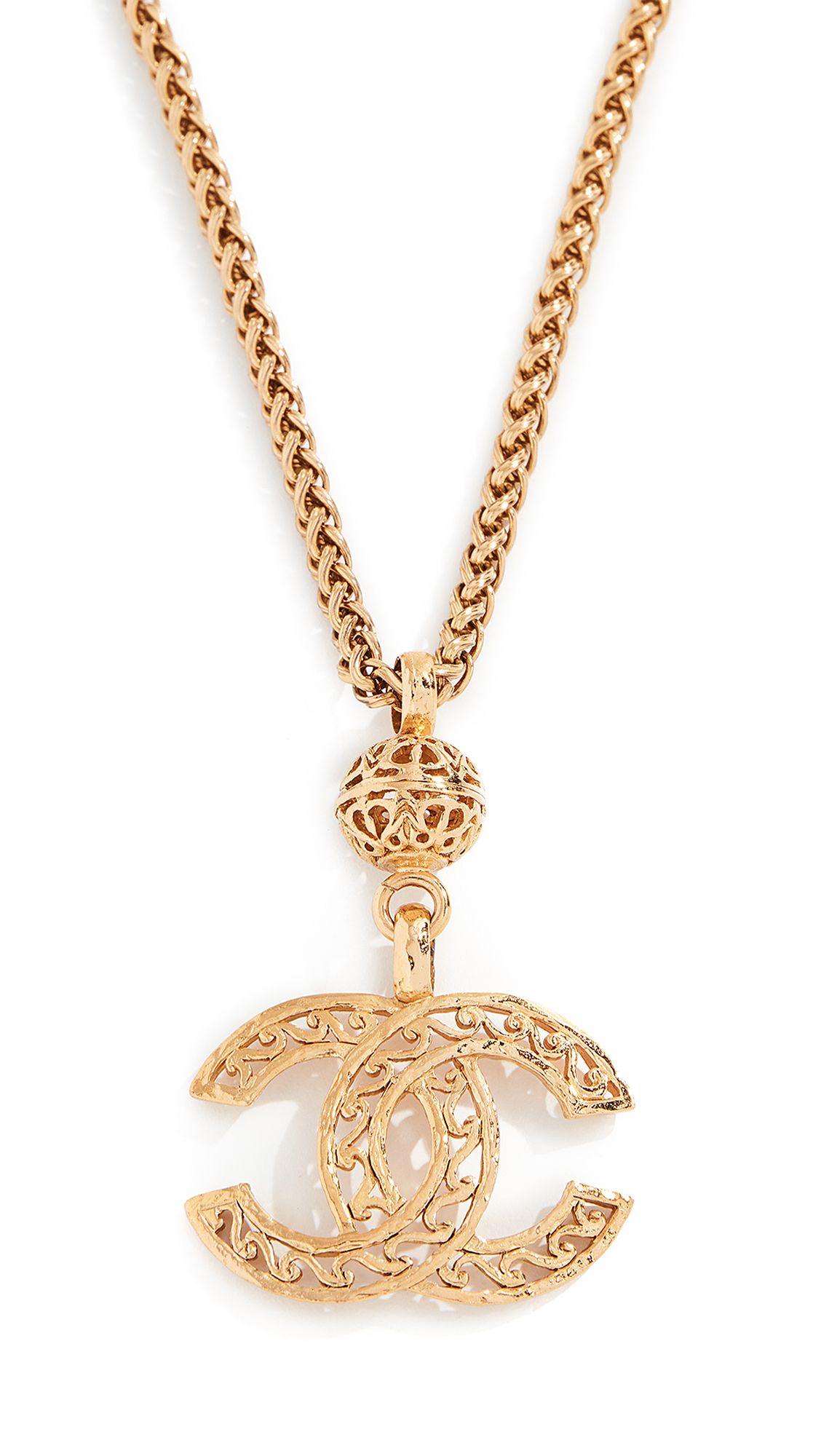 What Goes Around Comes Around Chanel Gold Fretwork CC Necklace | Shopbop