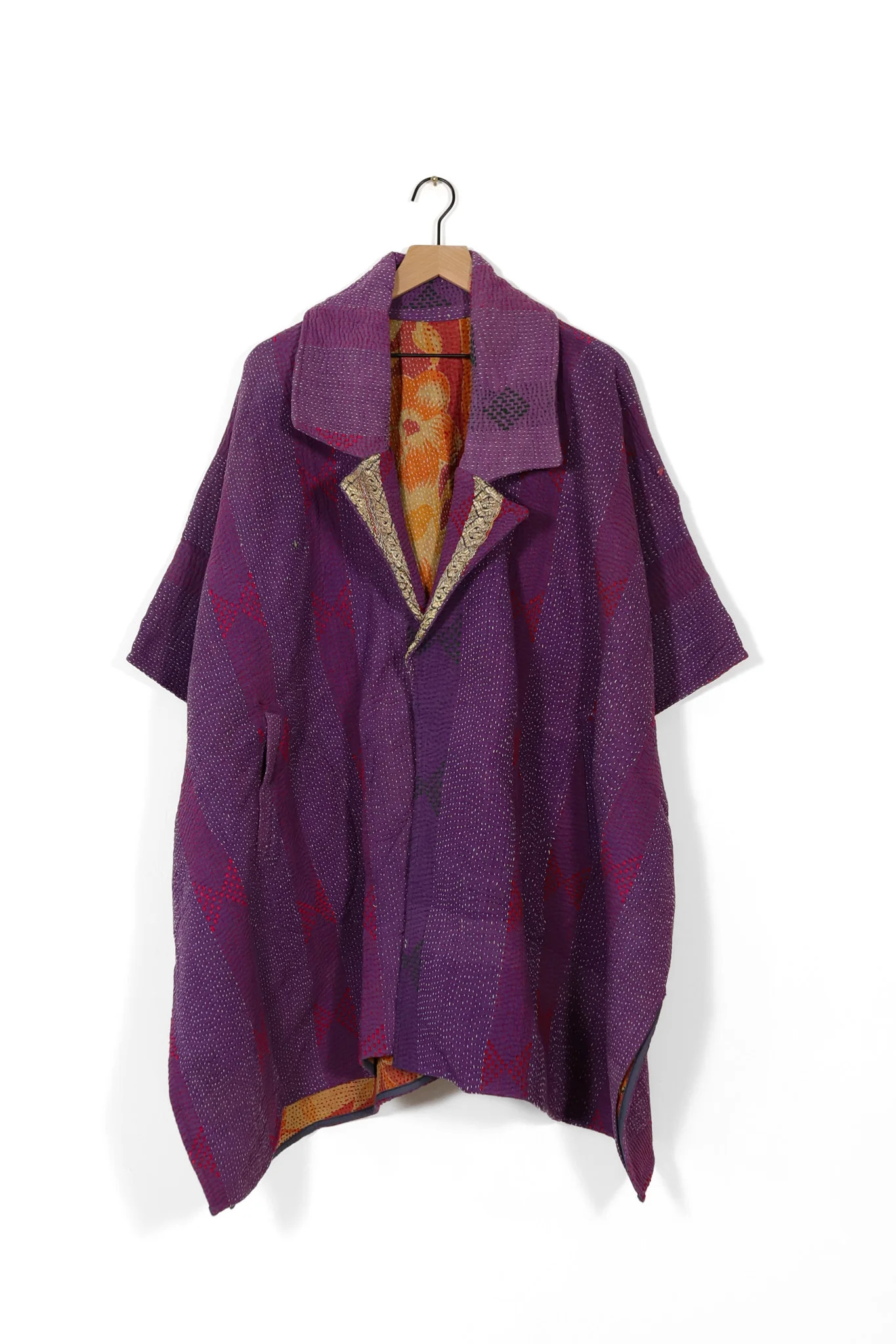 Vintage Kantha Blanket Coat The Round Top Blanket Coat | Sapana