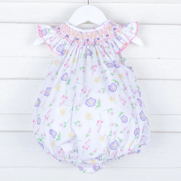 Geometric Smocked Flower Garden Bubble | Classic Whimsy