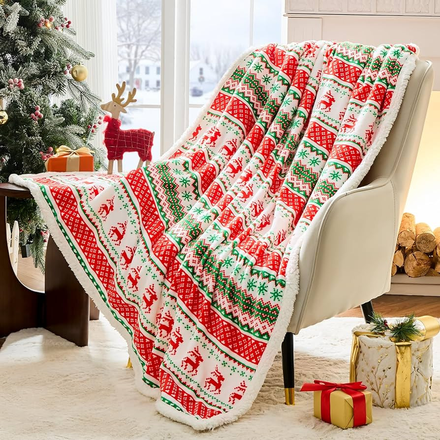 Christmas Throw Blanket, Winter Holiday Sherpa Fleece Blanket, Premium Warm Cozy Christmas Blanke... | Amazon (US)
