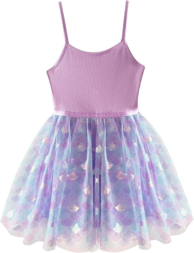 Baby Girls Lilac Mermaid Sundresses Casual Sleeveless Dress Princess Party Tulle Skirt for Little... | Amazon (US)