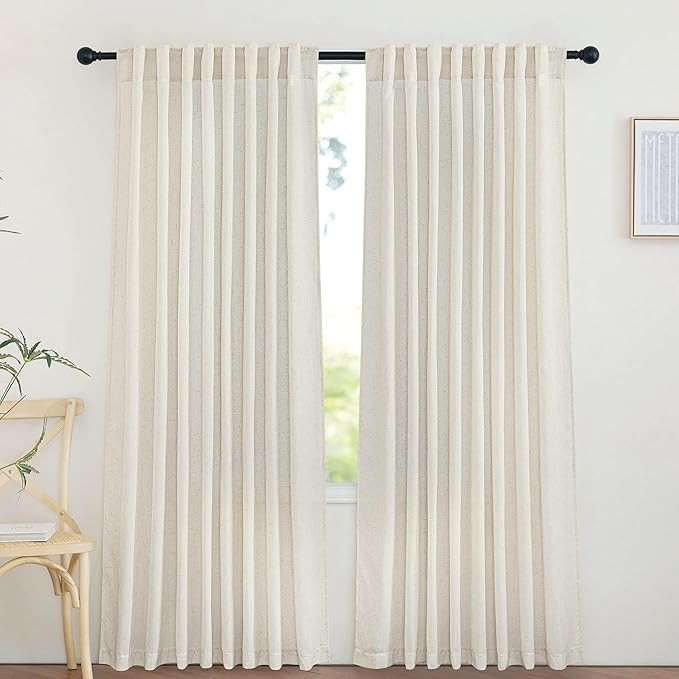 NICETOWN Natural Linen Doorway Curtains 78 inches Long, Rod Pocket & Back Tab Privacy Added with ... | Amazon (US)