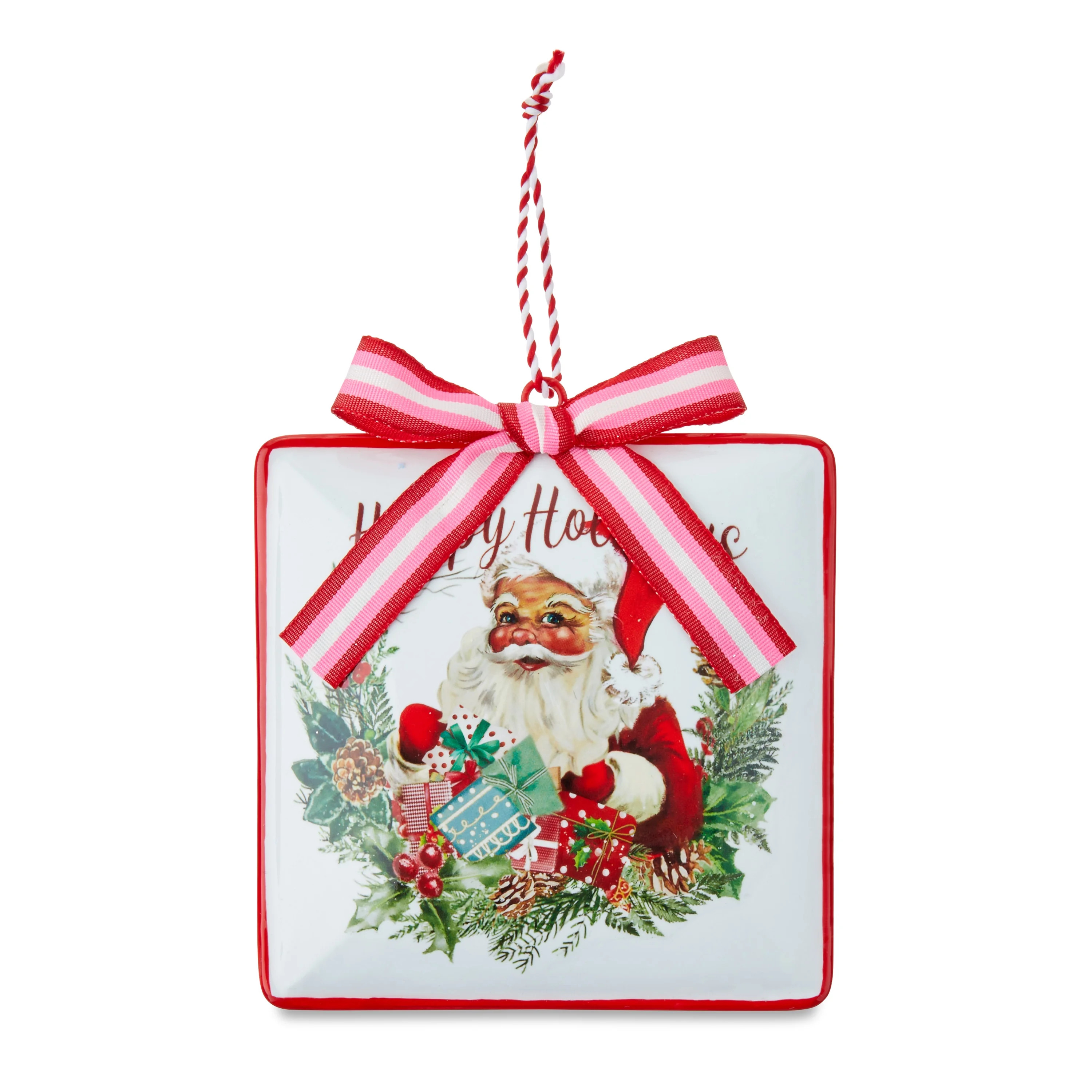 Happy Holidays Square Santa Ornament, by Holiday Time | Walmart (US)