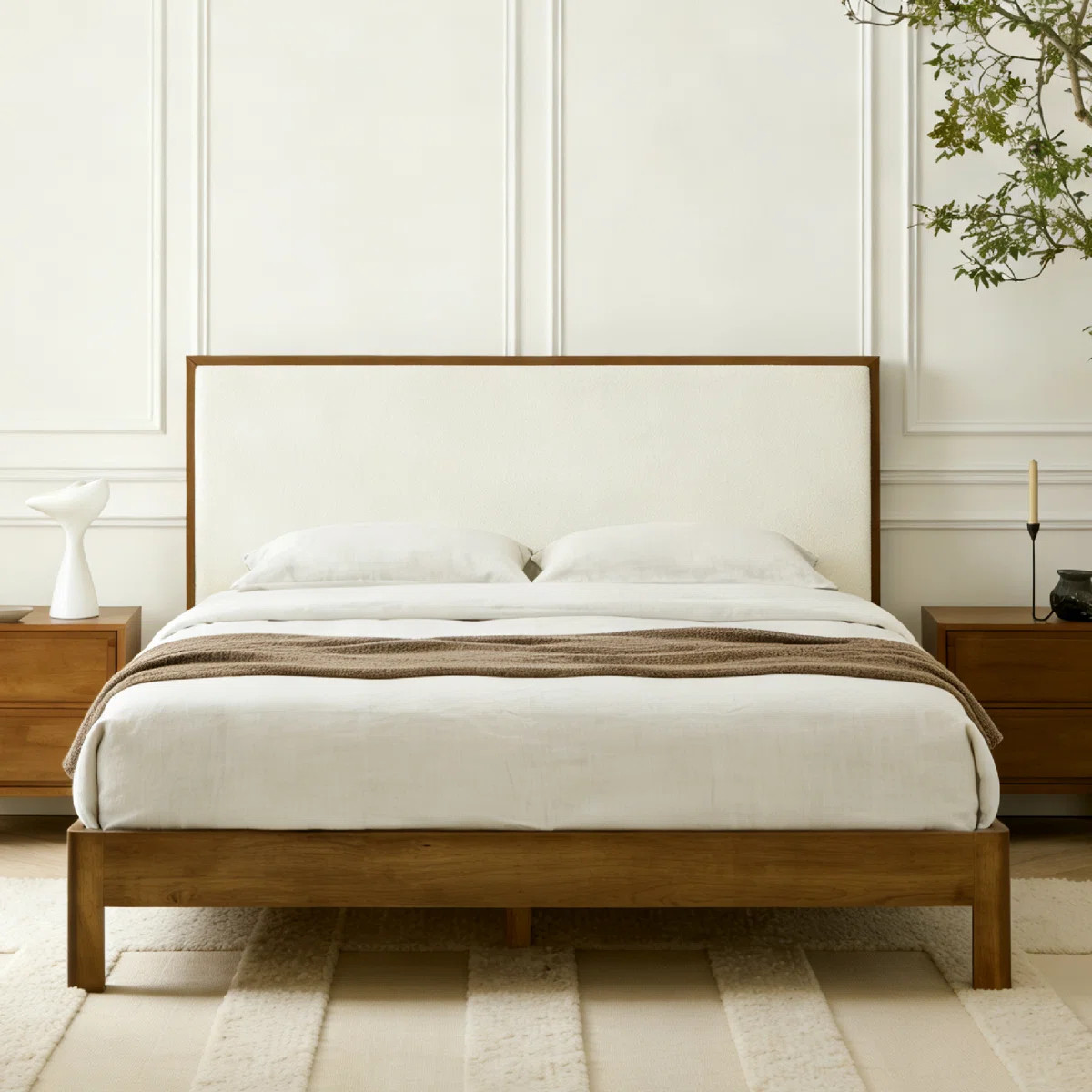 Luca Solid Wood Upholstered Boucle Bed Frame | Wayfair North America