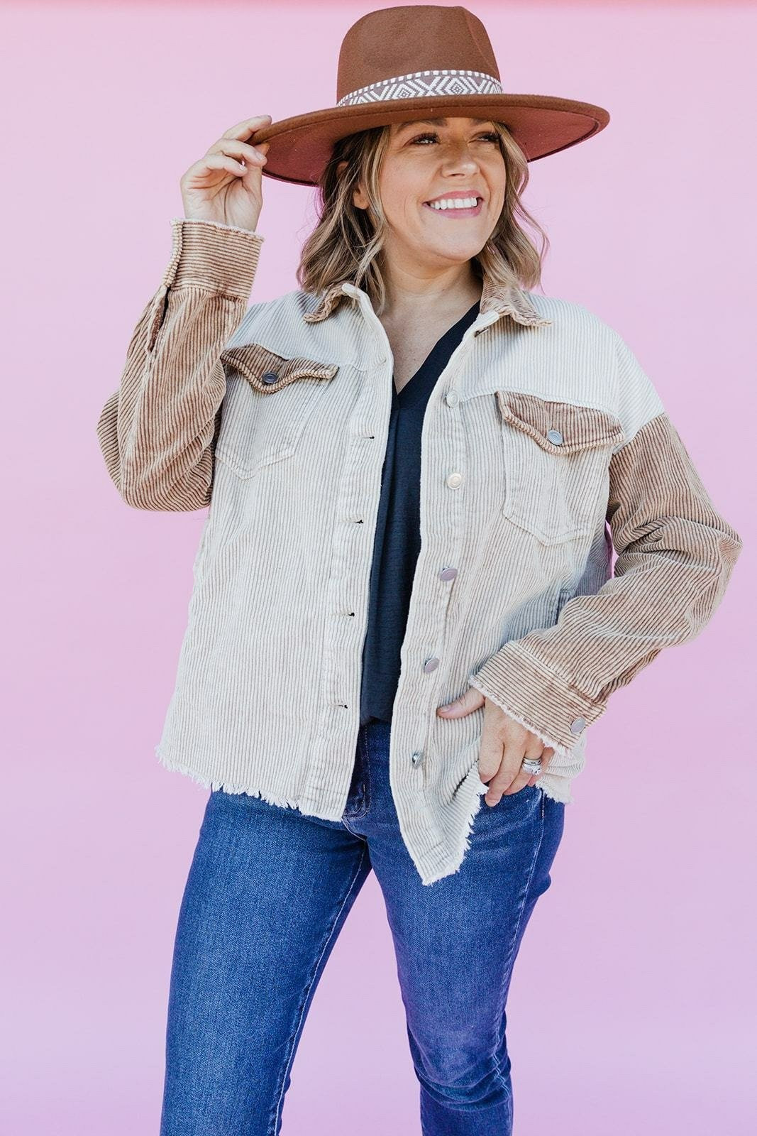 Bare The Cold Jacket - Tan | Pink possum