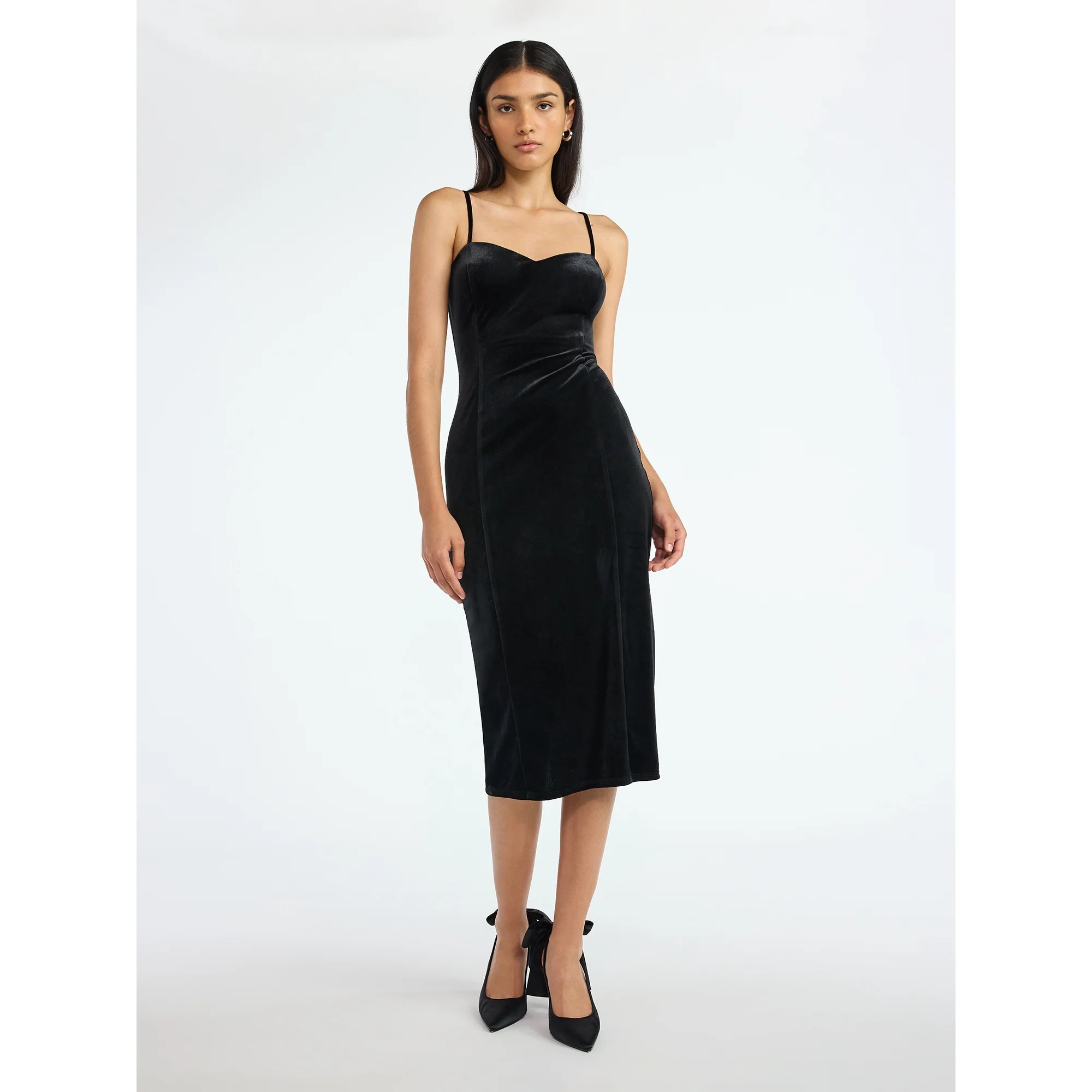 Scoop Women's and Women's Plus Stretch Velvet Bodycon Midi Dress, Sizes XS-4X | Walmart (US)