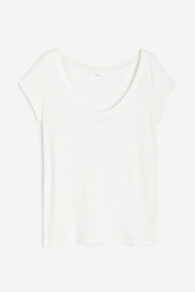 Linen-blend T-shirt | H&M (UK, MY, IN, SG, PH, TW, HK)