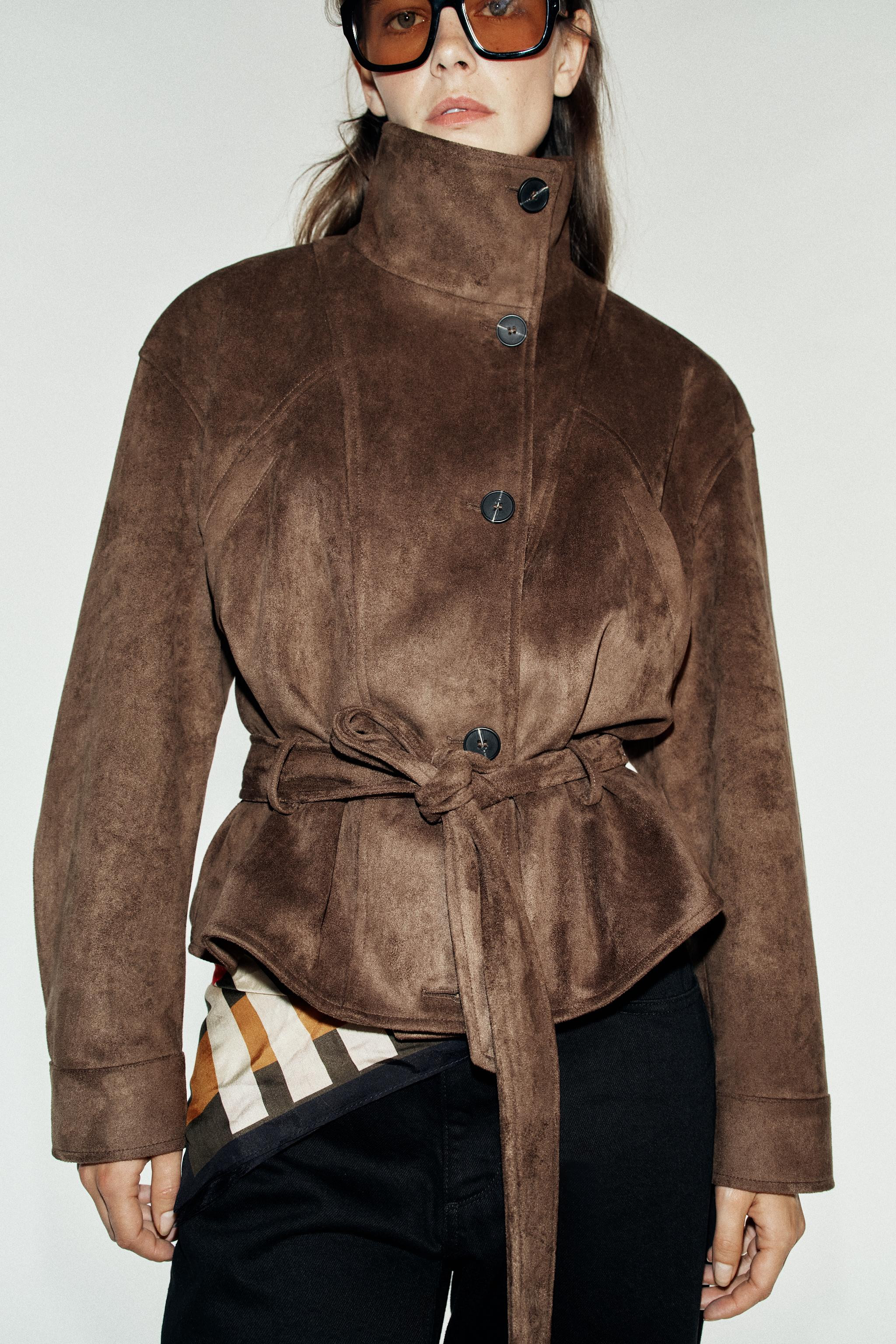FAUX SUEDE BELTED JACKET | Zara US