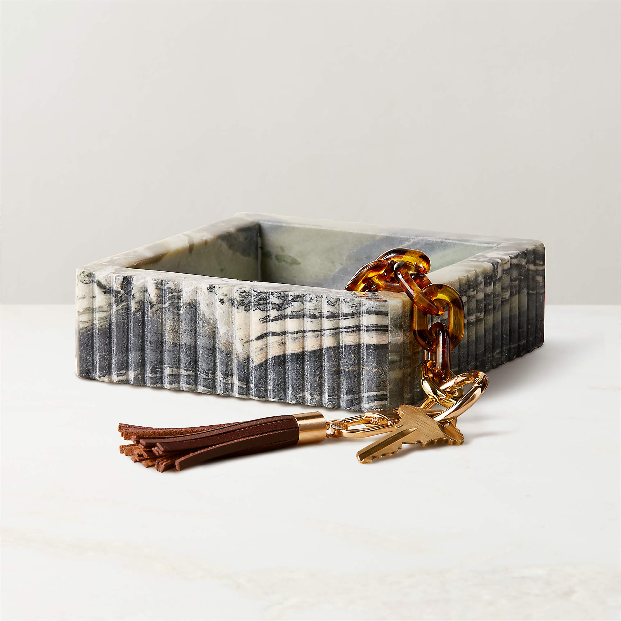 Luke Jade Marble Ribbed Catchall Dish + Reviews | CB2 | CB2