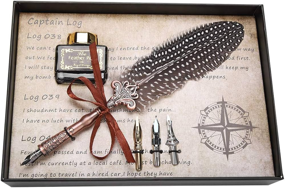 Retro Classical Quilling Pen, Calligraphy Feather Dip Quill Pen Writing Ink Set Stationery Gift B... | Amazon (US)