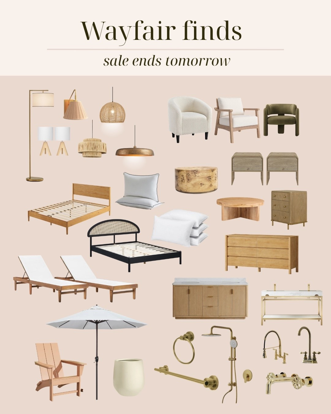 Wayfair finds - a mix of finds at great prices, across indoor and outdoor spaces.  Linked below-
lighting, beds, dressers, chairs, end tables, bathroom renovations and outdoor furniture. 


#LTKSaleAlert #LTKHome