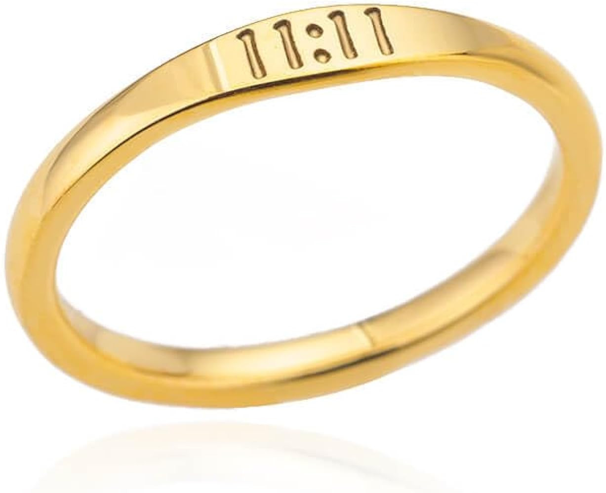 18K Gold Plated 1111 Angel Number Ring for Women Stainless Steel Make A Wish Jewelry Accessory | Amazon (US)