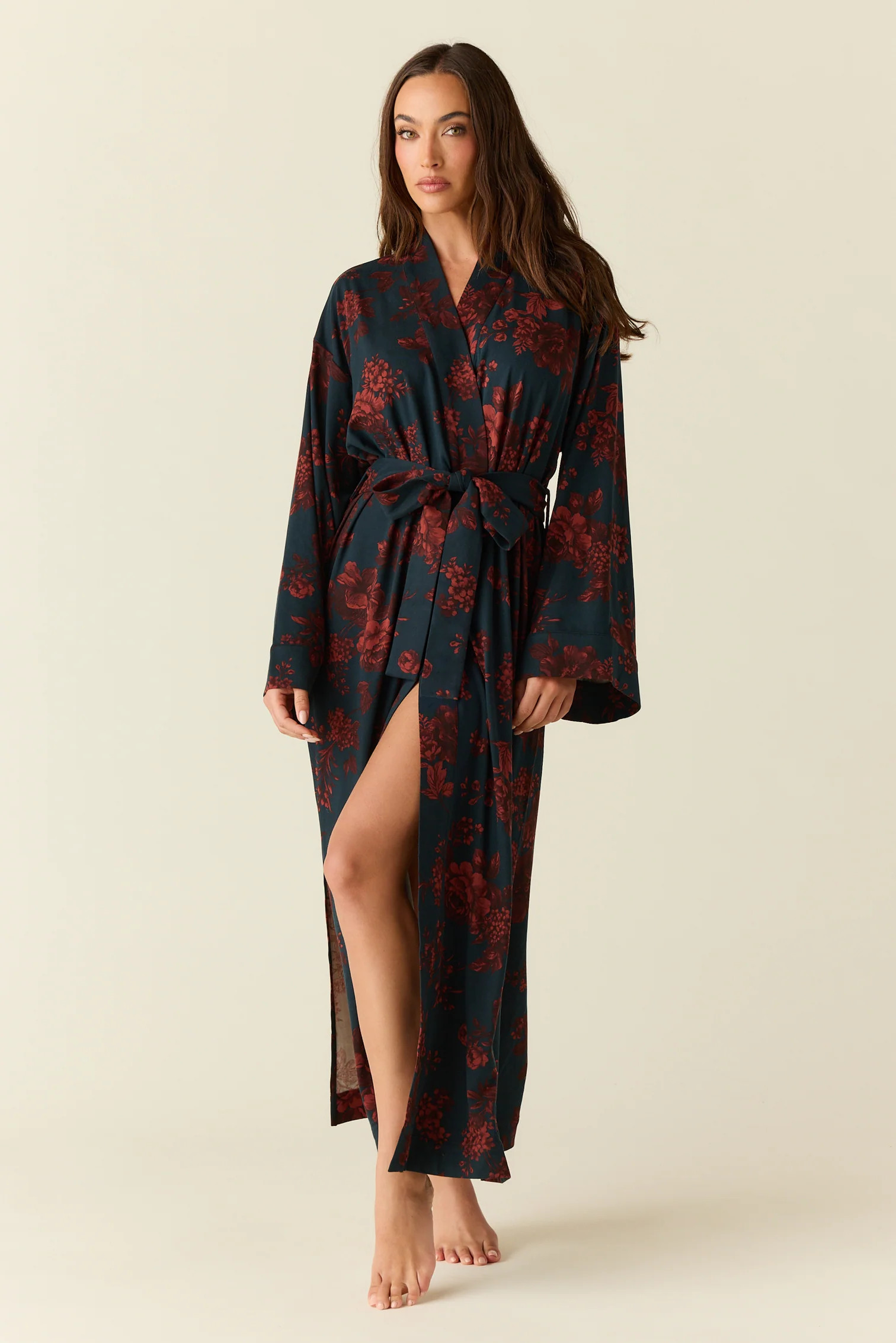 Kaia Cloud Jersey Kimono Robe in Belladonna | MASONgrey
