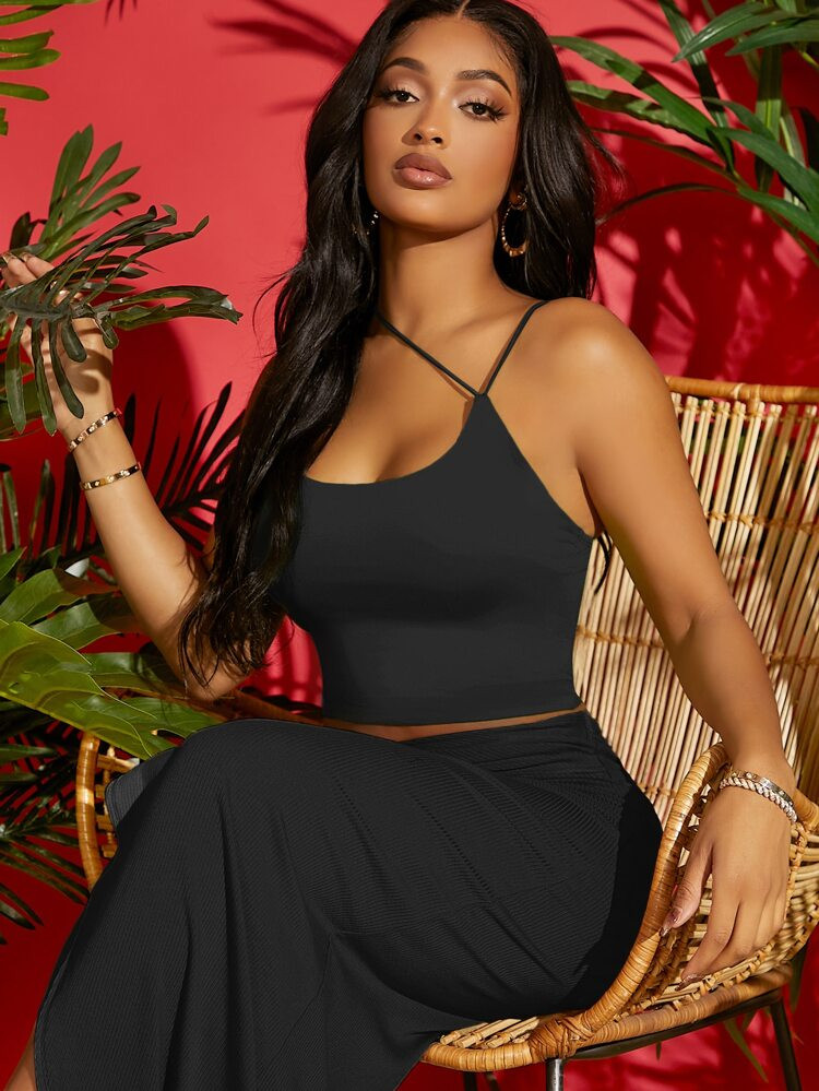 SHEIN Solid Asymmetric Neck Cami Top | SHEIN