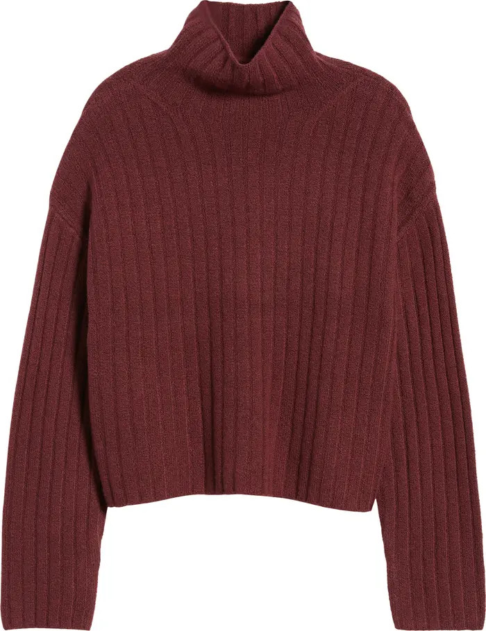 Women's Cotton Blend Rib Funnel Neck Sweater | Nordstrom
