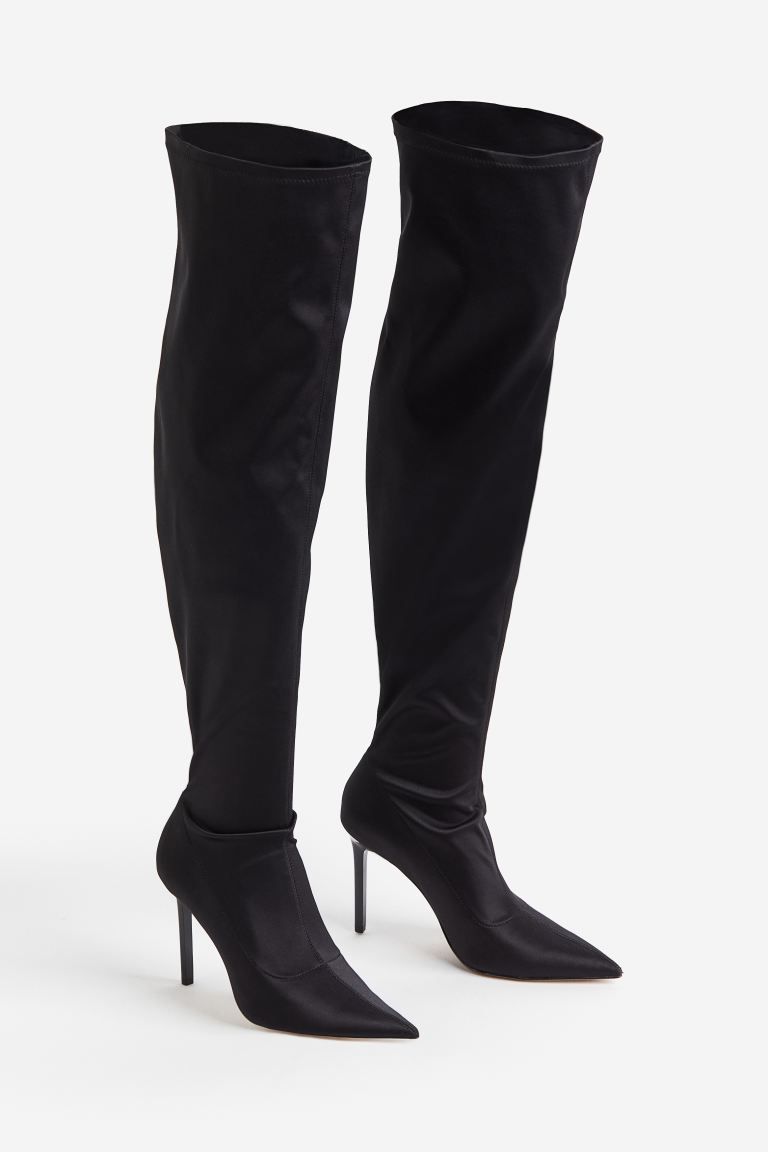 Over-the-knee satin boots | H&M (UK, MY, IN, SG, PH, TW, HK)
