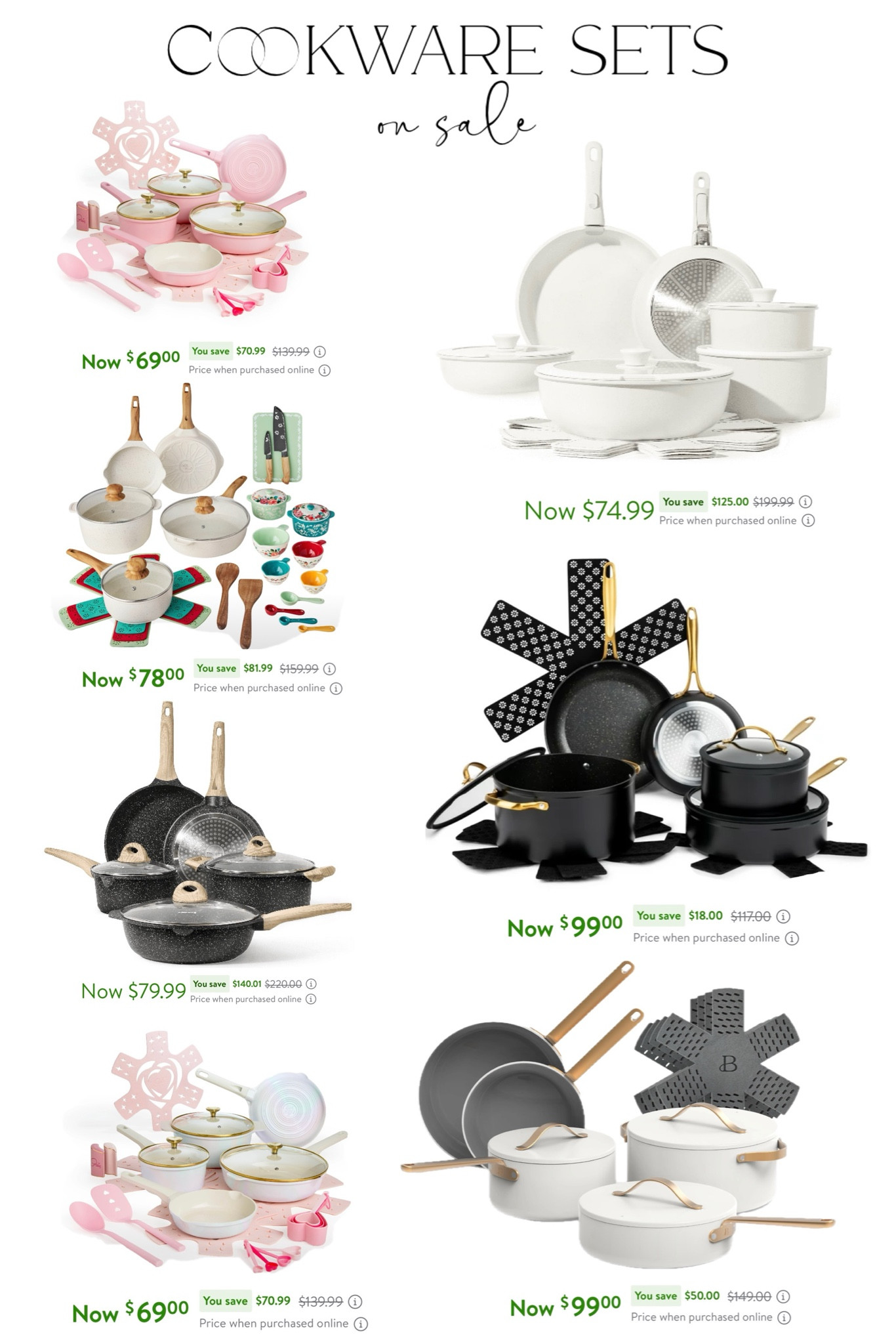 Cookware sets on sale. Christmas gift guide & idea for a cook | host | for her | for him | housewarming gift | wedding gift.

Thyme & Table Signature 12-Piece Cookware Set Non-Stick
- Black & Gold | Beautiful 12pc Ceramic Non-Stick
Cookware Set, White Icing by Drew Barrymore | The Pioneer Woman Prairie Signature
30-Piece Cast Aluminum Cookware Set, Linen Speckle | Paris Hilton 24 Piece Clean Ceramic Cookware Set, White Rainbow Iridescent | Carote Nonstick Cookware Sets, 17 Pcs Granite Non Stick Pots and Pans Set with Removable Handle

#LTKWedding #LTKSaleAlert #LTKGiftGuide