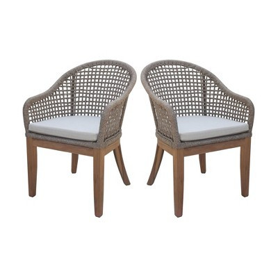 International Concepts 2pc Outdoor Teak Patio Chairs with Cushions: Quick-Drying, Foam-Filled, Spot Clean | Target