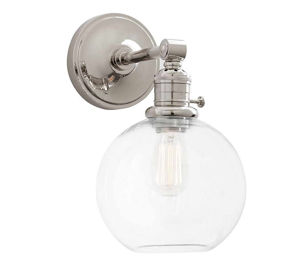 Straight Arm Glass Globe Sconce | Pottery Barn (US)